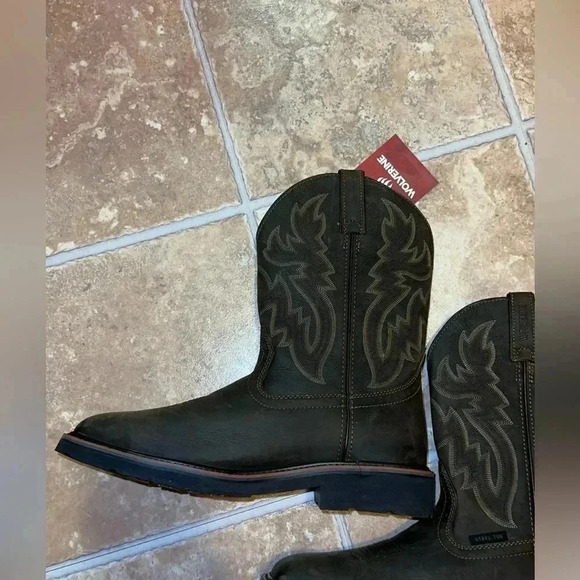 NWT WOLVERINE WELLINGTON BROWN WORK BOOTS - STEEL TOE - SIZE USA MEN 12M - Picture 6 of 9